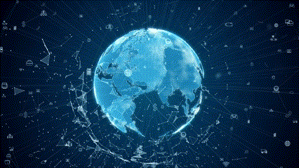Planeta conectado que representa el alcance global de Algorian